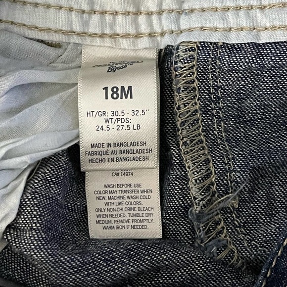 Oshkosh Blue Denim 100% Cotton Baby Short Overalls Size 18 Months - Picture 6 of 6